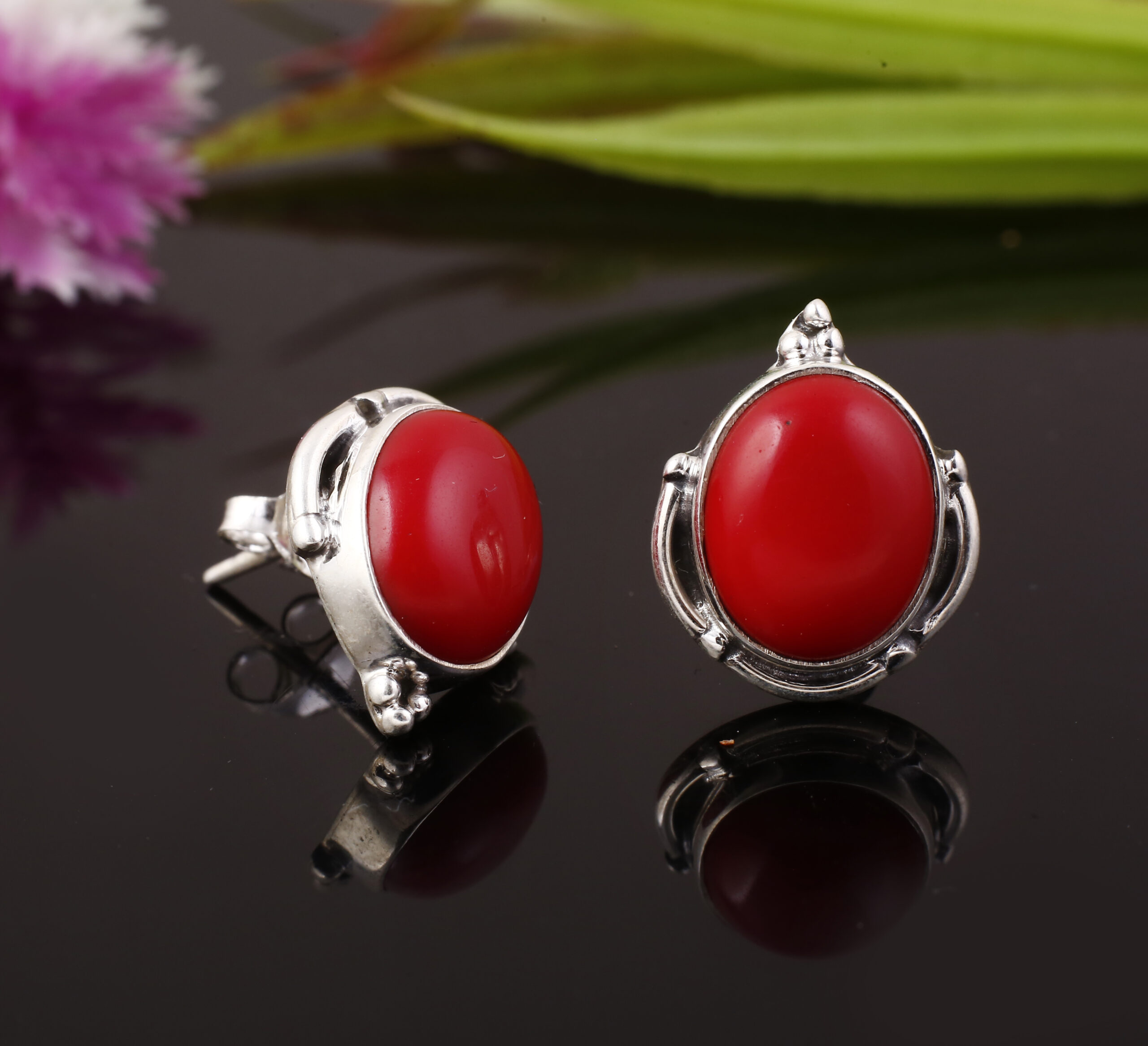 The South Of Coral Red Stone Earrings – Shop Envi Me