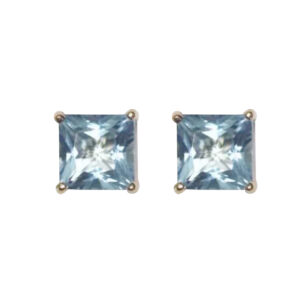 Silvesto India Stud Earring Cushion Shape Blue Topaz Gemstone 925 Sterling Silver Earring