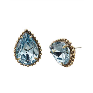 Silvesto India Stud Earring Pear Shape Blue Topaz Gemstone 925 Sterling Silver Earring