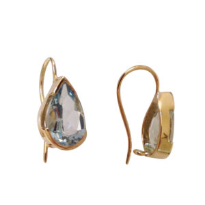 Silvesto India Dangle Earring Pear Shape Blue Topaz Gemstone Micron Gold Plated 925 Sterling Silver Earring