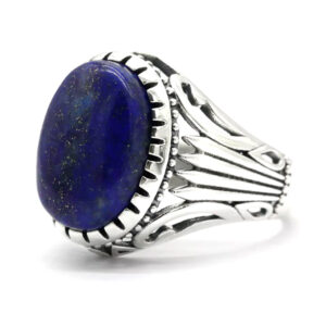 Silvesto India Oval Shape Natural Lapis Lazuli Gemstone Beautiful Designer Men Ring