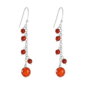 Silvesto India Natural Carnelian Beaded Gemstone 925 Sterling Silver Chain Beautiful Handmade Hoop Earring For Women And Girls